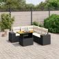 Preview: ARDEBO.de - 6-tlg. Garten-Sofagarnitur mit Kissen Schwarz Poly Rattan