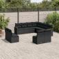 Preview: ARDEBO.de - 11-tlg. Garten-Sofagarnitur mit Kissen Schwarz Poly Rattan