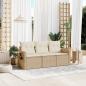 Preview: ARDEBO.de - 3-tlg. Garten-Sofagarnitur mit Kissen Beige Poly Rattan