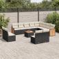 Preview: ARDEBO.de - 13-tlg. Garten-Sofagarnitur mit Kissen Schwarz Poly Rattan