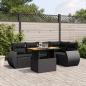 Preview: ARDEBO.de - 6-tlg. Garten-Sofagarnitur mit Kissen Schwarz Poly Rattan