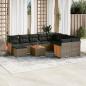 Preview: ARDEBO.de - 11-tlg. Garten-Sofagarnitur mit Kissen Grau Poly Rattan