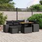 Preview: ARDEBO.de - 7-tlg. Garten-Sofagarnitur mit Kissen Schwarz Poly Rattan