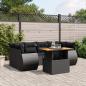 Preview: ARDEBO.de - 7-tlg. Garten-Sofagarnitur mit Kissen Schwarz Poly Rattan