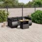 Preview: 7-tlg. Garten-Sofagarnitur mit Kissen Schwarz Poly Rattan