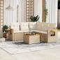 Preview: ARDEBO.de - 6-tlg. Garten-Sofagarnitur mit Kissen Beige Poly Rattan