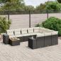 Preview: ARDEBO.de - 11-tlg. Garten-Sofagarnitur mit Kissen Schwarz Poly Rattan