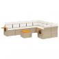 Preview: 10-tlg. Garten-Sofagarnitur mit Kissen Beige Poly Rattan