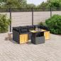 Preview: ARDEBO.de - 7-tlg. Garten-Sofagarnitur mit Kissen Schwarz Poly Rattan