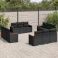 Preview: ARDEBO.de - 12-tlg. Garten-Sofagarnitur mit Kissen Schwarz Poly Rattan