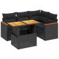 Preview: 5-tlg. Garten-Sofagarnitur mit Kissen Schwarz Poly Rattan