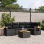 Preview: ARDEBO.de - 6-tlg. Garten-Sofagarnitur mit Kissen Schwarz Poly Rattan