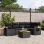 Preview: 6-tlg. Garten-Sofagarnitur mit Kissen Schwarz Poly Rattan