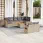 Preview: ARDEBO.de - 10-tlg. Garten-Sofagarnitur mit Kissen Beige Poly Rattan