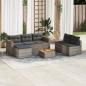 Preview: ARDEBO.de - 5-tlg. Garten-Sofagarnitur mit Kissen Grau Poly Rattan Akazie