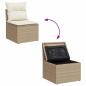 Preview: 14-tlg. Garten-Sofagarnitur mit Kissen Beige Poly Rattan