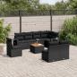 Preview: ARDEBO.de - 9-tlg. Garten-Sofagarnitur mit Kissen Schwarz Poly Rattan