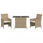 Preview: 3-tlg. Bistro-Set mit Kissen Beige Poly Rattan