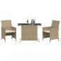 Preview: 3-tlg. Bistro-Set mit Kissen Beige Poly Rattan