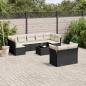 Preview: ARDEBO.de - 10-tlg. Garten-Sofagarnitur mit Kissen Schwarz Poly Rattan