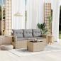 Preview: ARDEBO.de - 4-tlg. Garten-Sofagarnitur mit Kissen Beige Poly Rattan