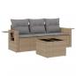 Preview: 4-tlg. Garten-Sofagarnitur mit Kissen Beige Poly Rattan