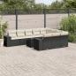 Preview: ARDEBO.de - 11-tlg. Garten-Sofagarnitur mit Kissen Schwarz Poly Rattan