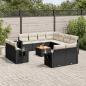 Preview: ARDEBO.de - 12-tlg. Garten-Sofagarnitur mit Kissen Schwarz Poly Rattan