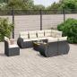 Preview: ARDEBO.de - 9-tlg. Garten-Sofagarnitur mit Kissen Schwarz Poly Rattan