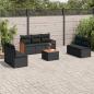 Preview: ARDEBO.de - 8-tlg. Garten-Sofagarnitur mit Kissen Schwarz Poly Rattan