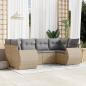 Preview: ARDEBO.de - 6-tlg. Garten-Sofagarnitur mit Kissen Beige Poly Rattan