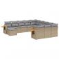 Preview: 11-tlg. Garten-Sofagarnitur mit Kissen Beige Poly Rattan