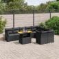 Preview: ARDEBO.de - 10-tlg. Garten-Sofagarnitur mit Kissen Schwarz Poly Rattan