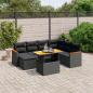 Preview: ARDEBO.de - 8-tlg. Garten-Sofagarnitur mit Kissen Schwarz Poly Rattan