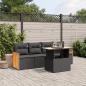 Preview: ARDEBO.de - 5-tlg. Garten-Sofagarnitur mit Kissen Schwarz Poly Rattan