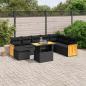 Preview: ARDEBO.de - 9-tlg. Garten-Sofagarnitur mit Kissen Schwarz Poly Rattan