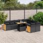 Preview: ARDEBO.de - 10-tlg. Garten-Sofagarnitur mit Kissen Schwarz Poly Rattan