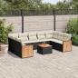 Preview: ARDEBO.de - 10-tlg. Garten-Sofagarnitur mit Kissen Schwarz Poly Rattan