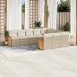 Preview: ARDEBO.de - 10-tlg. Garten-Sofagarnitur mit Kissen Beige Poly Rattan