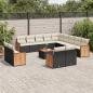 Preview: ARDEBO.de - 14-tlg. Garten-Sofagarnitur mit Kissen Schwarz Poly Rattan