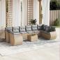 Preview: ARDEBO.de - 11-tlg. Garten-Sofagarnitur mit Kissen Beige Poly Rattan