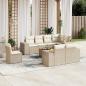 Preview: ARDEBO.de - 9-tlg. Garten-Sofagarnitur mit Kissen Beige Poly Rattan