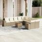 Preview: ARDEBO.de - 11-tlg. Garten-Sofagarnitur mit Kissen Beige Poly Rattan