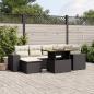 Preview: ARDEBO.de - 7-tlg. Garten-Sofagarnitur mit Kissen Schwarz Poly Rattan