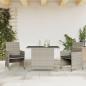 Preview: ARDEBO.de - 3-tlg. Bistro-Set mit Kissen Hellgrau Poly Rattan