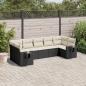 Preview: ARDEBO.de - 7-tlg. Garten-Sofagarnitur mit Kissen Schwarz Poly Rattan