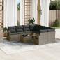 Preview: ARDEBO.de - 9-tlg. Garten-Sofagarnitur mit Kissen Grau Poly Rattan