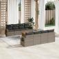 Preview: ARDEBO.de - 9-tlg. Garten-Sofagarnitur mit Kissen Grau Poly Rattan