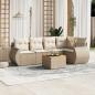 Preview: ARDEBO.de - 6-tlg. Garten-Sofagarnitur mit Kissen Beige Poly Rattan