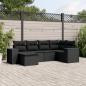 Preview: ARDEBO.de - 6-tlg. Garten-Sofagarnitur mit Kissen Schwarz Poly Rattan